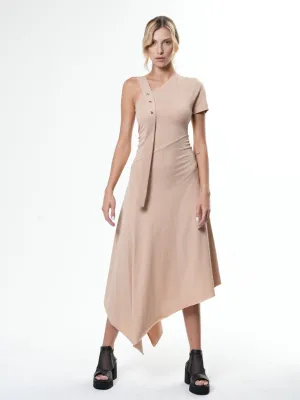 Asymmetric Cotton Beige Dress