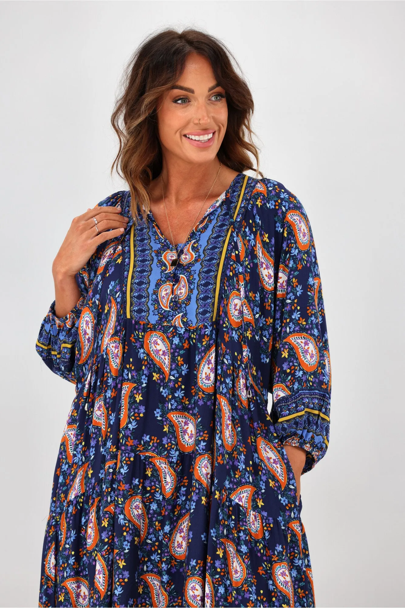 Boho Australia Stuart Dress Navy Floral