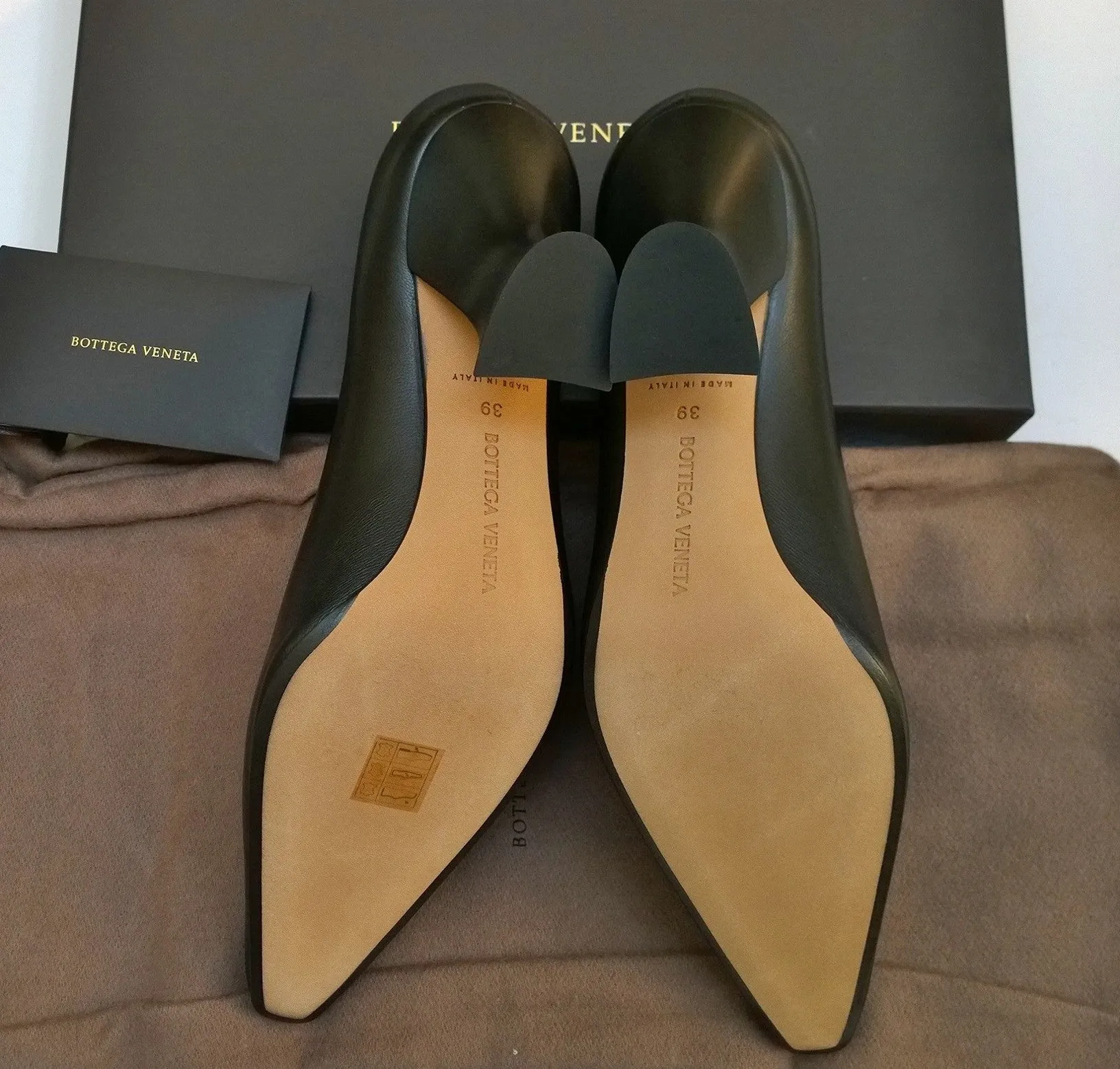 Bottega Veneta Black Leather Almond Heels