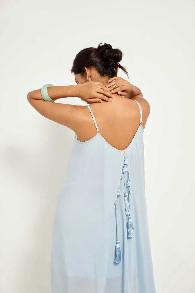 Ice Blue Wrap Slip Dress