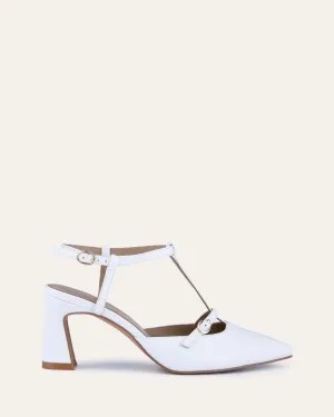 KEMBLA MID HEELS WHITE LEATHER