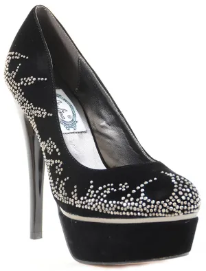 Rhinestone Black Lamy Platform Stiletto Women's Pumps Shoes