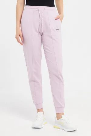 Women Lilac Printed Joggers